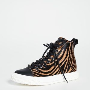 GIUSEPPE ZANOTTI  LEATHER ZEBRA  HIGH TOP SNEAKERS NWT